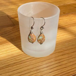 Jasper Earrings, Brown And Green Earrings, Natural Stone Earrings Boho Hippie